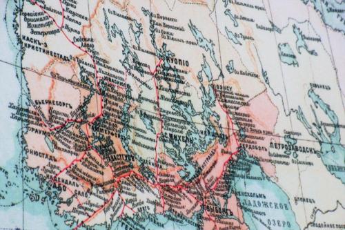 Tsaarin venäjän rautateiden kartta. Suomen osalta kuvattuna. Rata ulottui Ouluun, Kuopioon ja Joensuuhun